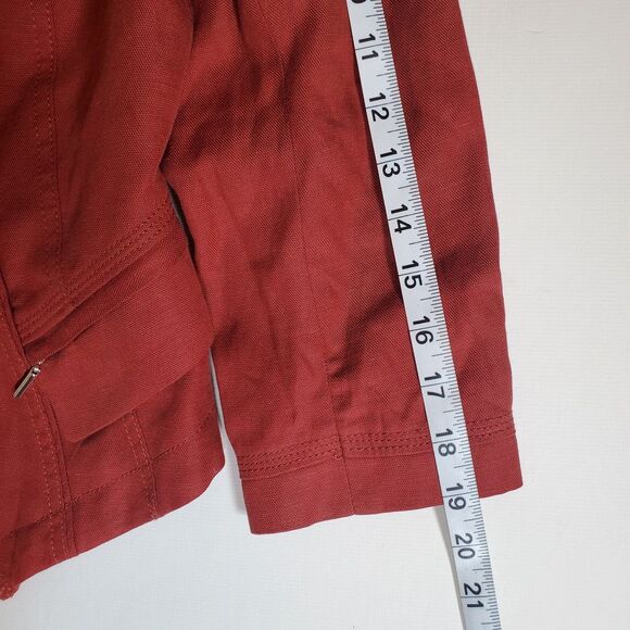 White House Black Market Women's Blazer Size 4 Rust Orange Cotton Linen Jacket - Picture 9 of 12